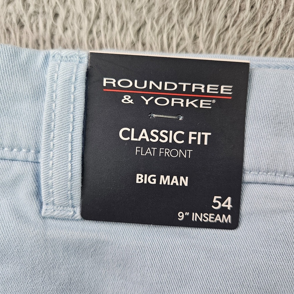 NEW Roundtree & Yorke The Cloud Shorts Men 54 x 9" Stretch Classic Light Blue